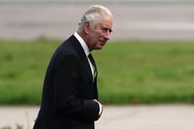 King Charles III at Aberdeen Airport as he travels to London with the Queen following the death of Queen Elizabeth II on Thursday. Picture date: Friday September 9, 2022.