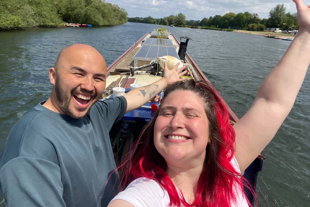 Amy and Wes on their boat.