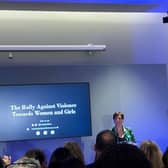 Jess Phillips MP speaking at The Rally Against Violence Towards Women and Girls at Labour conference.