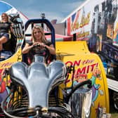 Ellie Pacey with her 'light modified' tractor called On The Limit at the UK Truck and Tractor Pull 2025. Ellie, from Northants, has been tractor-pulling since aged 7 and was crowned Miss Northamptonshire in July 2020. All photos credit Lucinda Herbert