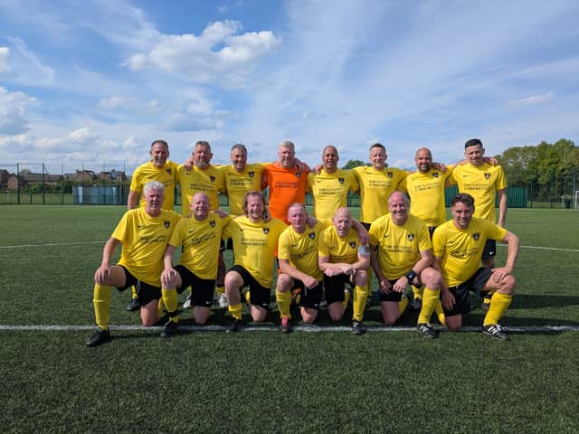 Harborough 45s:
Back row L-R: Martin Cripwell, Scott Munton, Neil Denny, Dan Church, Kris Francis, Jonathan Stokes, Ian White, Leo Paul
Front row L-R: Pat Howland, Nik Glazebrook, Chris Brylka, Gary Owen, Mark Chilton, Lee Pears, Adam Law