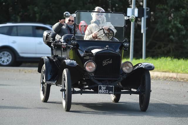 Innocent Stretton aged 100 is driven to the Langton Inn to celebrate her birthday with her family.
