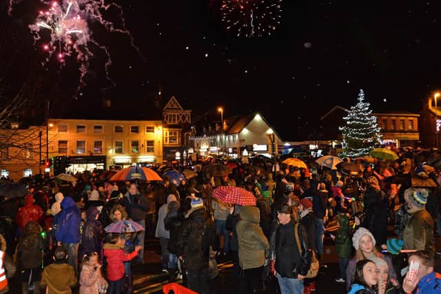 Busy scenes during the Lutterworth lights switch on and firework display.