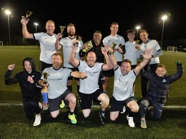 Pictured on back row from left to right is Martin Braham age 47 Luke Maher age 34 Kevin Ostler age 46 Scott Burgess age 27 Kye Ostler James Longly age 43 .
Front row left to right : Theo Braham Mark Burrows age 46 Max Harris age 44 Peter Frizby age 46 and Xander Ostler.