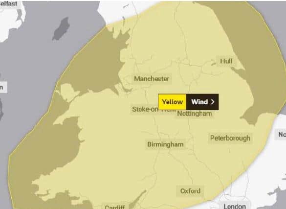 Met Office experts issued a yellow warning for high winds.