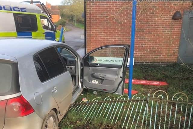 A man has been charged with driving offences after a car crashed at St Lukes Hospital in Market Harborough on Sunday (Feb 2).
