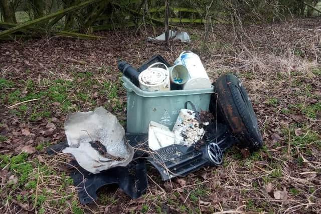 Fly-tippers have dumped an ugly pile of toxic rubbish at a popular beauty spot on the edge of Lubenham.