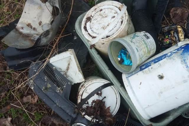 Fly-tippers have dumped an ugly pile of toxic rubbish at a popular beauty spot on the edge of Lubenham.