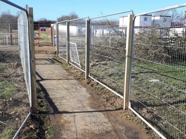 A national countryside campaigner has slammed a new bridleway opened on a Market Harborough building site  because its not wide enough for horses.