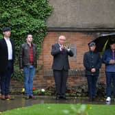 Mike Veasey plays the last post during the Armed Forces Day in Lutterworth Memorial Gardens.
PICTURE: ANDREW CARPENTER