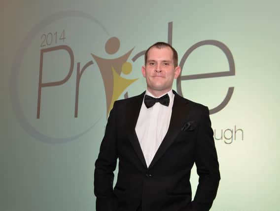 Alex Blackwell hosting the Pride in Harborough Awards in 2014. Photo by Andrew Carpenter.