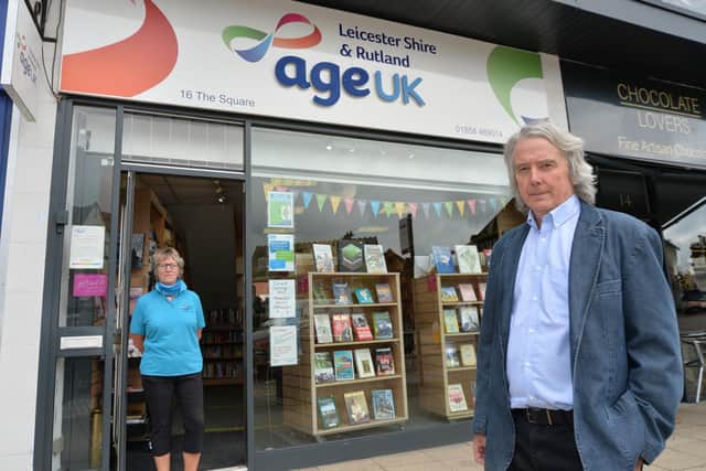 Leicestershire and Rutland Age UK executive director Tony Donovan outside the shop in Market Harborough can't get access because of road closures in the town.
PICTURE: ANDREW CARPENTER