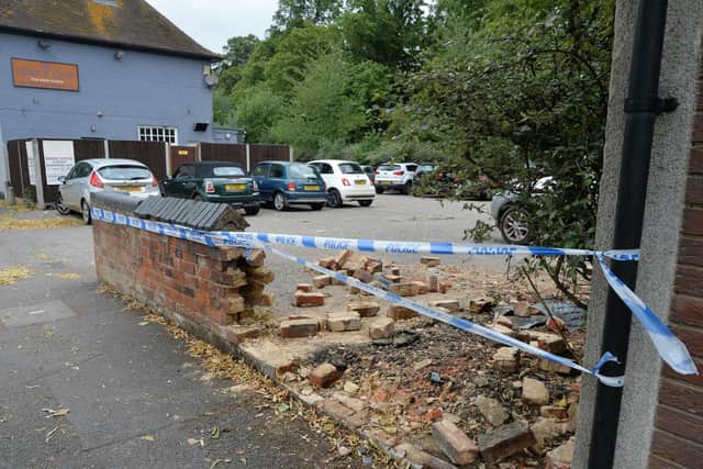 Scene of the damage on Northampton Road.
PICTURE: ANDREW CARPENTER