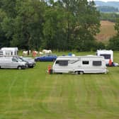 Travellers set up camp at Wellington Place building development in Market Harborough. PICTURE: ANDREW CARPENTER