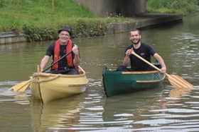 Ian Shipley and Tim Peacock get ready for their 200km along the Grand Union canal for Cancer Research UK.
PICTURE: ANDREW CARPENTER