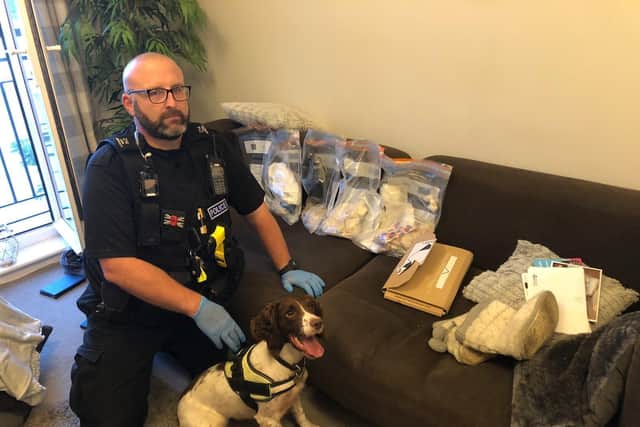 A large stash of Class A drugs and cash were seized after drugs raids in Harborough.