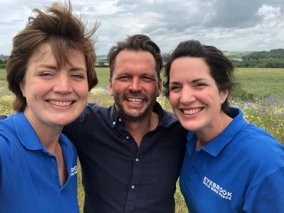 Fay and Abigail Johnson with TV presenter Jimmy Doherty.