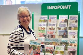 Eunice Loney with the Macmillan information stand.