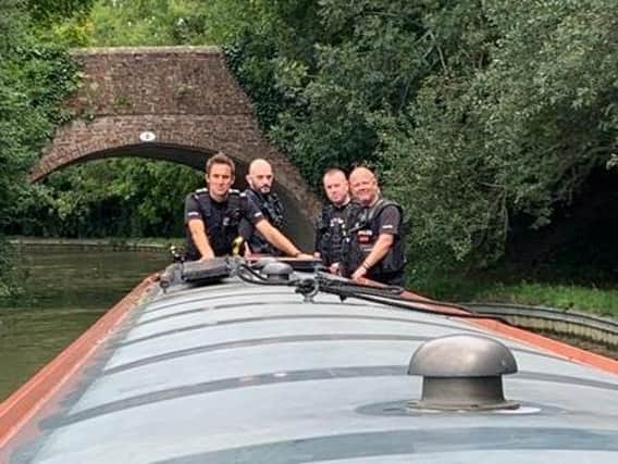 Police carried out the most undramatic slow-speed chase of all time as they caught a stolen canal narrowboat near Market Harborough.