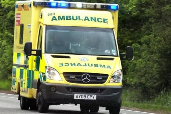 A motorcyclist was airlifted to hospital after he collided with a tractor on the northern edge of the Harborough district.