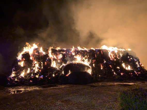 The fire ripped through hundreds of bales of straw in a field on Home Farm on Valley Road, Weston by Welland.