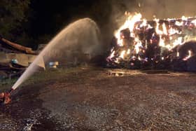 Fire ripped through over 500 tonnes of straw bales in a village near Market Harborough through the night (Wednesday September 16).