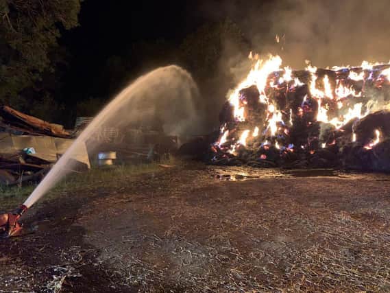 Fire ripped through over 500 tonnes of straw bales in a village near Market Harborough through the night (Wednesday September 16).