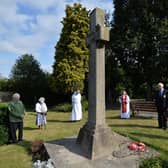 Geoffrey Moth chairman of the Royal Air Forces Association lays a wreath during the Battle of Britain day at St Nicholas Church in Little Bowden.
PICTURE: ANDREW CARPENTER