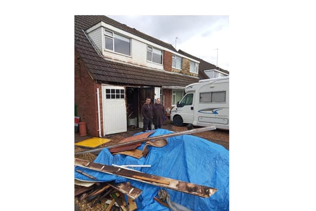 Paul Sanderson and his wife Sam escaped unhurt in pitch-black darkness after they were woken up by the devastating blaze at their house in Willow Crescent.