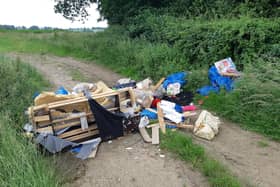 The fly tipping in Welham Lane in Great Bowden.