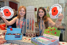 Young support...Molly Leeder 10 and Ruby Houston 9 help out on the Royal British Legion stall.
PICTURE: ANDREW CARPENTER