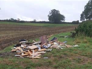 The flytipping at Houghton on the Hill.