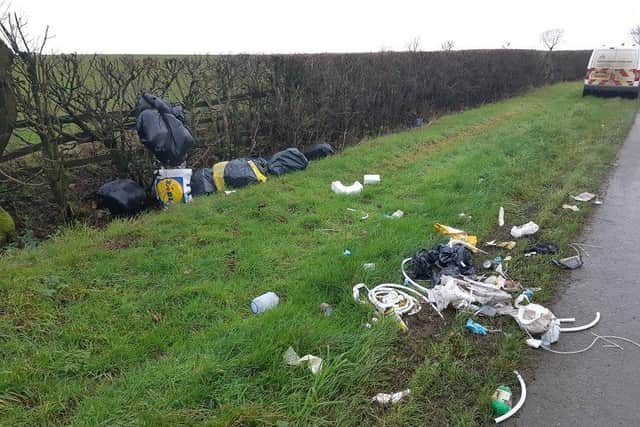 A load of black plastic bin bags and domestic household rubbish were dumped on a grass verge on Green Lane, Billesdon, in the north of Harborough district.