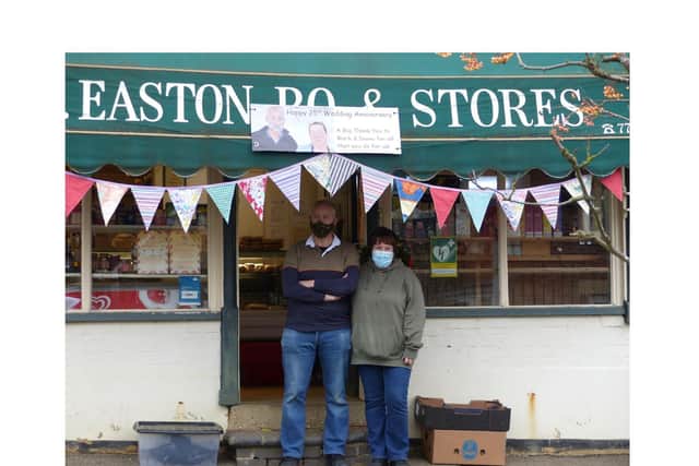 Over 80 people and families in Great Easton chipped in to raise the astonishing sum for Diane and Mark Howson who run Great Easton Village Stores.