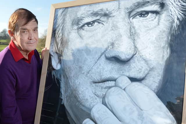 Mike Rickman with a portrait of his late brother Alan Rickman whose diaries will be published in a book.
PICTURE: ANDREW CARPENTER
