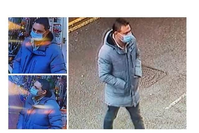 Police have issued CCTV images of a man they want to question after an 86-year-old woman had her purse containing £740 stolen in Lutterworth.