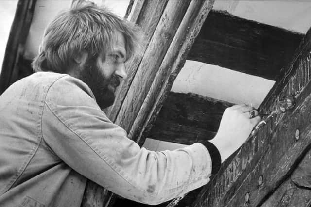 Jim Watts working on the old grammar school in the 1970's.