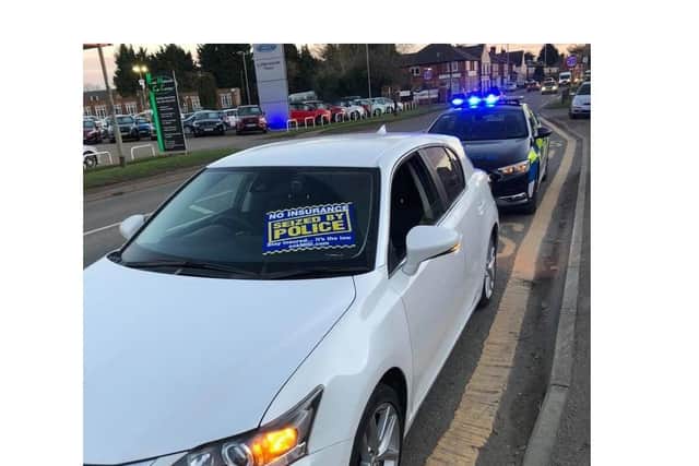 A disqualified driver gave police a fake name when he was stopped in Lutterworth - but he was caught out when police scanned his fingerprints. Photo by Harborough and Lutterworth Police.