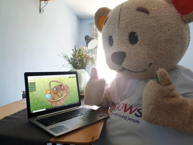 Bow Bear with the Virtual Easter Egg Basket.