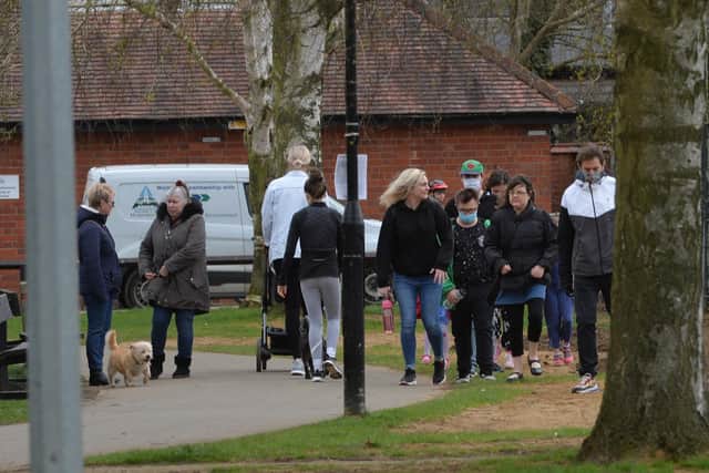 Welland Park on the first day where up to six people can meet outside.
PICTURE: ANDREW CARPENTER
