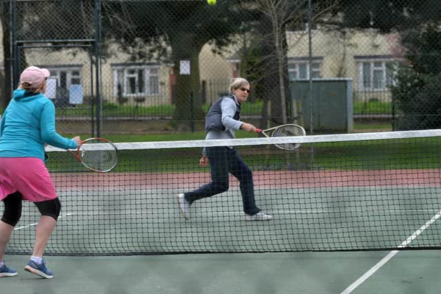 Anyone for tennis...Welland Park on the first day where up to six people can meet outside.
PICTURE: ANDREW CARPENTER