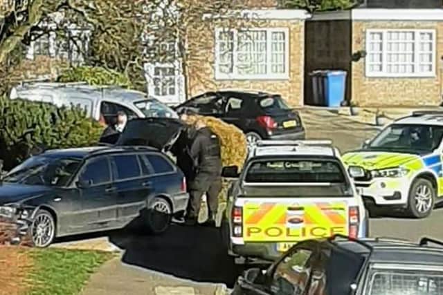 A quick-thinking policewoman blocked the criminal in Squires Hill with her patrol vehicle before jumping out with one of her dogs.