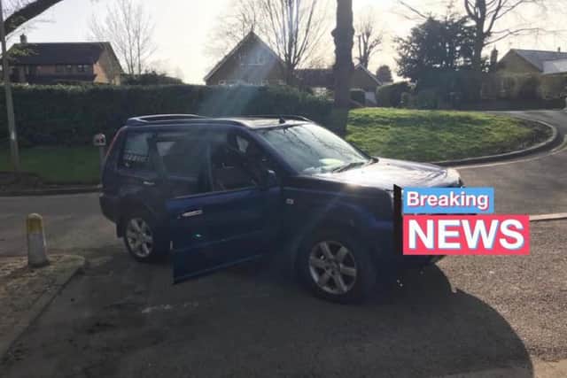 An SUV linked to a string of shop thefts across three counties has been seized by police in Market Harborough. Photo by Market Harborough and Lutterworth Police.