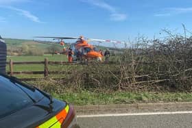 An air ambulance was called to the scene of a crash yesterday near Stockerston. Photo by Market Harborough and Lutterworth Police.