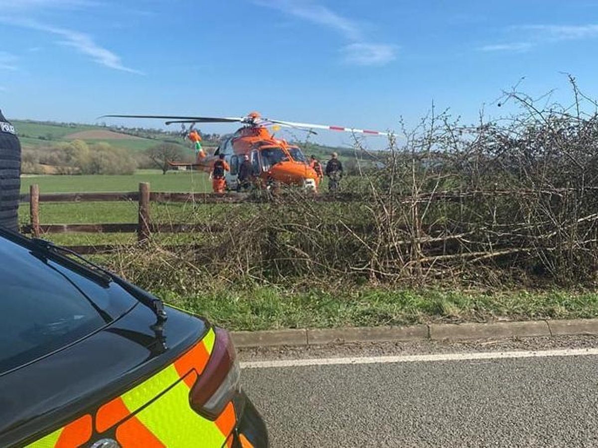 Air ambulance called to the scene of a motorcycle crash on the edge of the Harborough district 