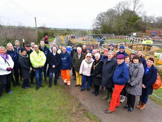 Special guests enjoy a behind the scenes tour of lock gate replacement works at Foxton Locks