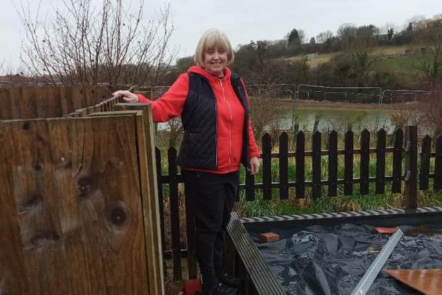 Lesley Paris said she feared the mini-lake could have flooded her house and garden in Market Harborough after one of the wettest winters on record.
