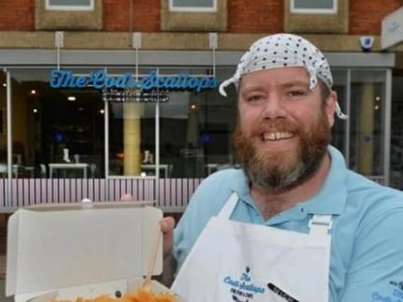 Nick Clewley outside The Cod's Scallops in Market Harborough. PICTURE: ANDREW CARPENTER