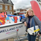 Sarah Butcher of On Sail Again with a selection of her hand made bags which she makes from boat sails.
PICTURE: ANDREW CARPENTER