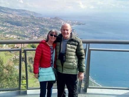 Peter Pollak, 74, and his wife Fran, 70, on holiday in Portugal.